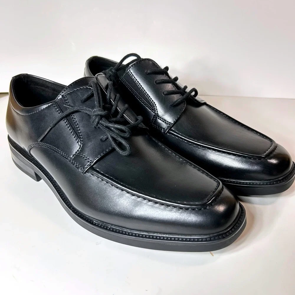 Kenneth Cole Reaction Mens Mike Black Square Toe Lace Up Dress Shoes 8M